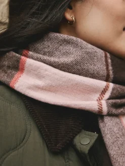Next Brown Textured Check Midweight Scarf Outlet