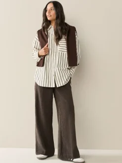 Next Brown/Khaki Wide Leg Soft Cord Trousers 2 Pack Best