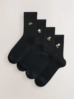 Next Bumble Bee Embroidered Motif Ankle Socks 4 Pack