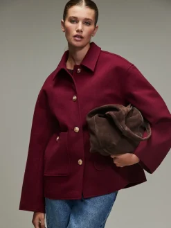 Next Brushed Collared Jacket Burgundy Red Online