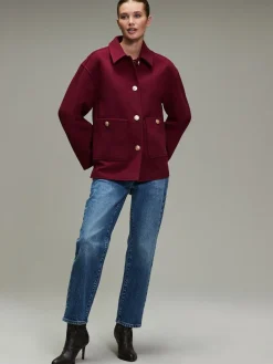Next Brushed Collared Jacket Burgundy Red Online