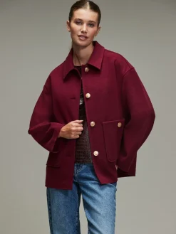 Next Brushed Collared Jacket Burgundy Red Online