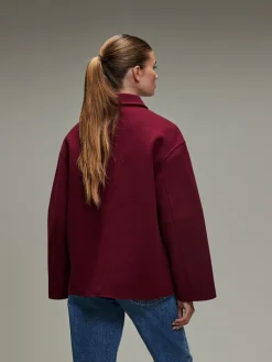 Next Brushed Collared Jacket Burgundy Red Online