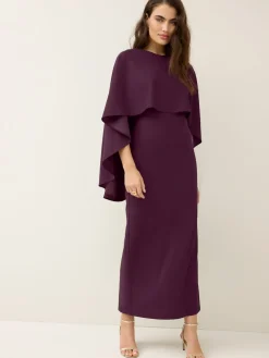 Next Burgundy Red Cape Maxi Dress New