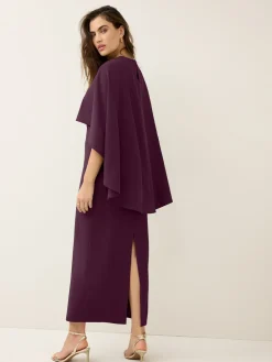 Next Burgundy Red Cape Maxi Dress New