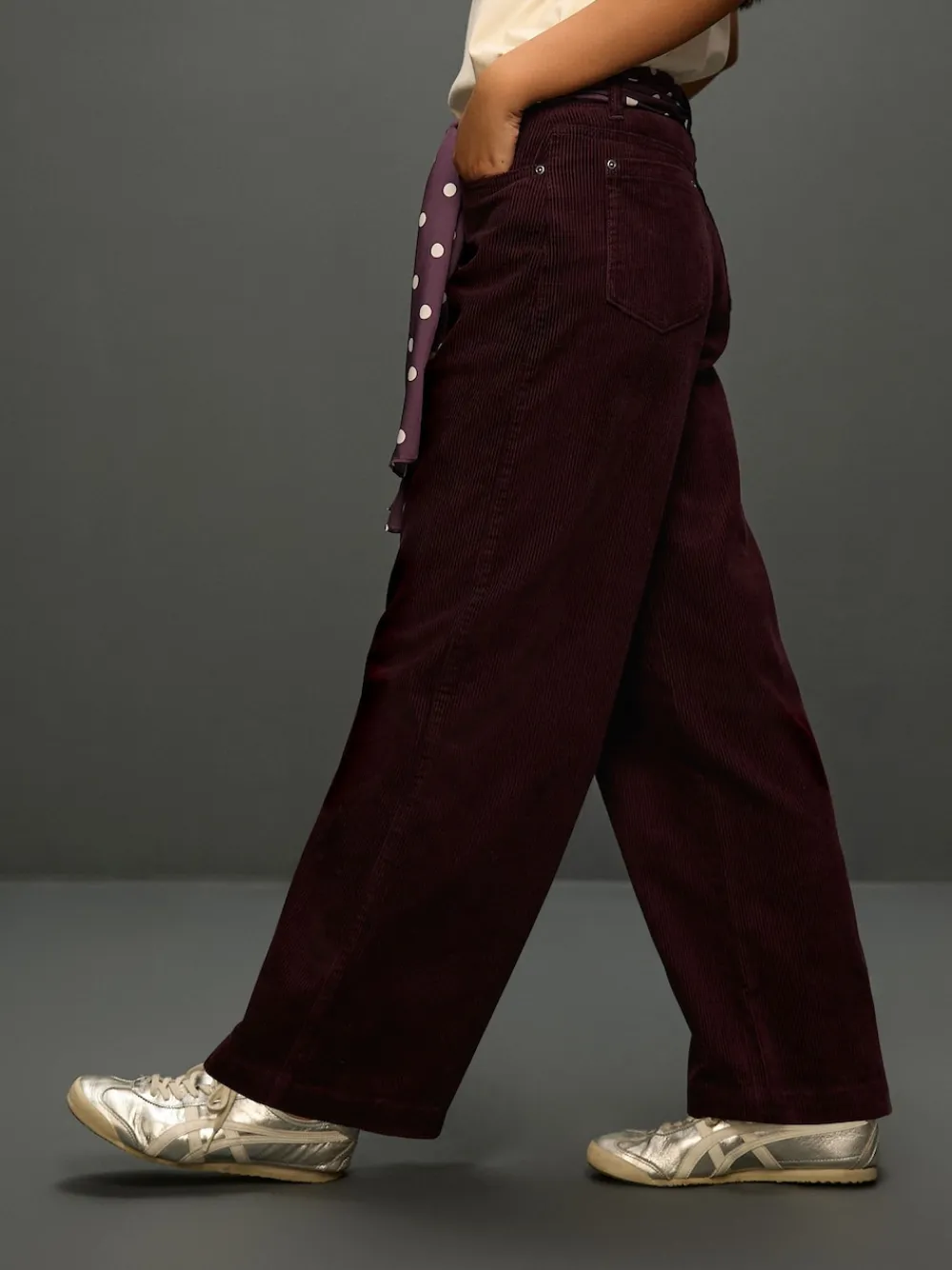 Next Cord Wide Leg Trousers With Scarf Burgundy Red Best