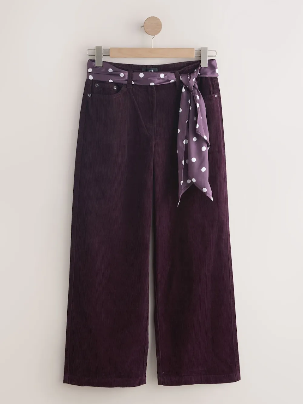 Next Cord Wide Leg Trousers With Scarf Burgundy Red Best