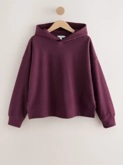 Next Burgundy Red Cosy Soft Touch Rib Overhead Hooded Jumper Sweatshirt Best