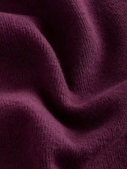 Next Burgundy Red Cosy Soft Touch Rib Overhead Hooded Jumper Sweatshirt Best
