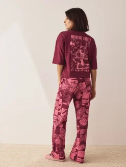 Next Burgundy Red Cotton Short Sleeve Pyjamas