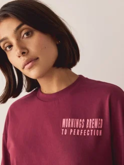 Next Burgundy Red Cotton Short Sleeve Pyjamas