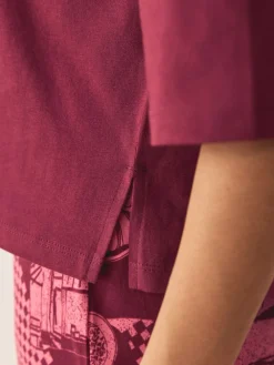 Next Burgundy Red Cotton Short Sleeve Pyjamas