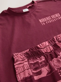 Next Burgundy Red Cotton Short Sleeve Pyjamas