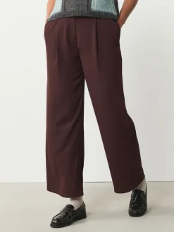 Next Elastic Back Wide Leg Trousers Burgundy Red Clearance
