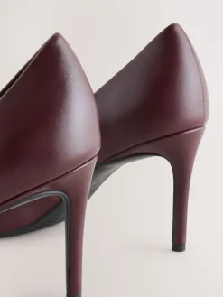 Next Extra Wide Fit Leather Mid Court Shoes Burgundy Red Outlet