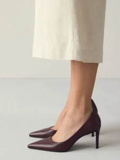 Next Extra Wide Fit Leather Mid Court Shoes Burgundy Red Outlet