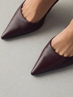 Next Extra Wide Fit Leather Mid Court Shoes Burgundy Red Outlet