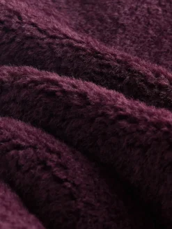 Next Burgundy Red Faux Fur Collarless Coat New