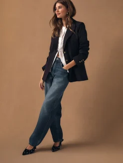 Next Burgundy Red Fitted Single Breasted Blazer Online