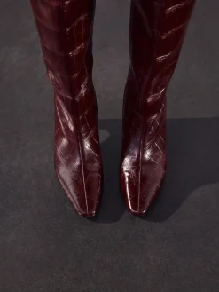 Next Forever Comfort® Curved Heel Knee High Boots Burgundy Red New