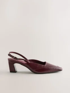 Next Forever Comfort® Square Toe Slingback Heels Burgundy Red Outlet