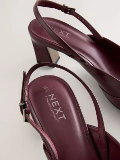 Next Forever Comfort® Square Toe Slingback Heels Burgundy Red Outlet