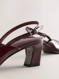 Next Forever Comfort® Square Toe Slingback Heels Burgundy Red Outlet