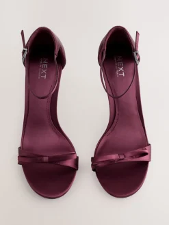 Next Forever Comfort® Mini Satin Bow Heeled Sandals Burgundy Red Hot