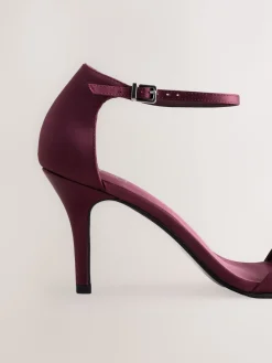 Next Forever Comfort® Mini Satin Bow Heeled Sandals Burgundy Red Hot