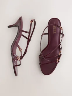 Next Forever Comfort® Multi Buckle Strappy Kitten Heels Burgundy Red Best