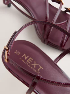 Next Forever Comfort® Multi Buckle Strappy Kitten Heels Burgundy Red Best