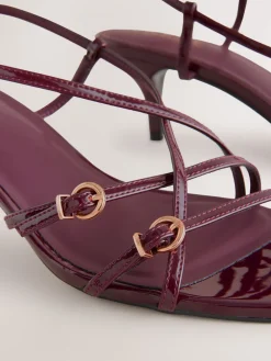 Next Forever Comfort® Multi Buckle Strappy Kitten Heels Burgundy Red Best