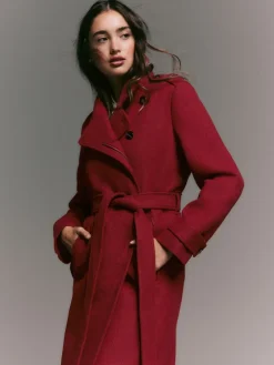 Next Formal Funnel Neck Coat Burgundy Red Online