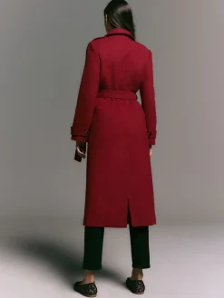 Next Formal Funnel Neck Coat Burgundy Red Online