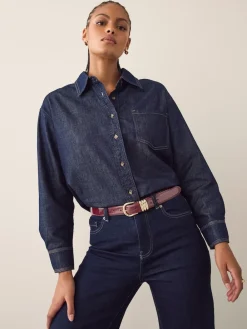 Next High Shine Regular PU Belt Burgundy Red Discount