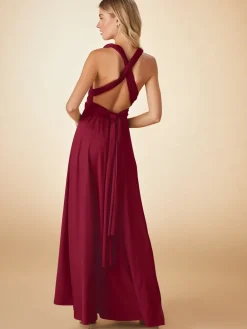 Next Jersey Multiway Wedding Guest Bridesmaid Maxi Dress Burgundy Red Discount
