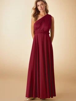 Next Jersey Multiway Wedding Guest Bridesmaid Maxi Dress Burgundy Red Discount
