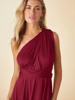 Next Jersey Multiway Wedding Guest Bridesmaid Maxi Dress Burgundy Red Discount