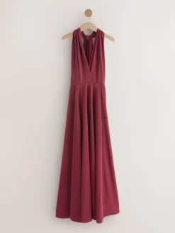 Next Jersey Multiway Wedding Guest Bridesmaid Maxi Dress Burgundy Red Discount