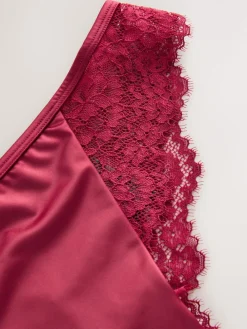 Next Lace Bow Back Knickers Burgundy Red Clearance