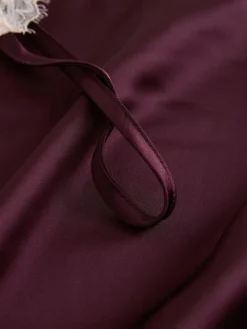 Next Burgundy Red Lace Detail Satin Slip Outlet