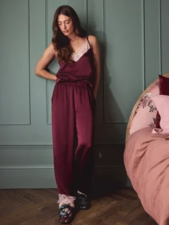 Next Burgundy Red Lace Trim Cami Pyjamas Discount