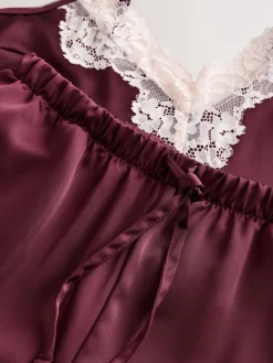 Next Burgundy Red Lace Trim Cami Pyjamas Discount