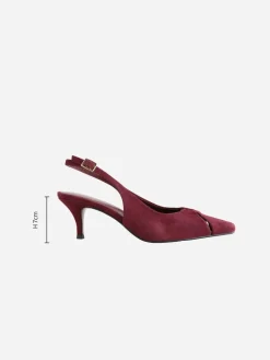Next Leather Cutout Hardware Detail Slingback Heels Burgundy Red Online