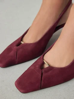 Next Leather Cutout Hardware Detail Slingback Heels Burgundy Red Online