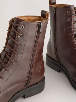 Next Forever Comfort® Lace-Up Ankle Boots Burgundy Red Leather Sale