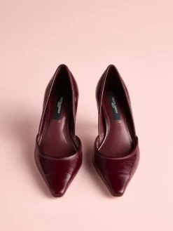 Next Tabitha Simmons x Mary Grace Leather Chisel Toe Court Heels Burgundy Red Leather Best