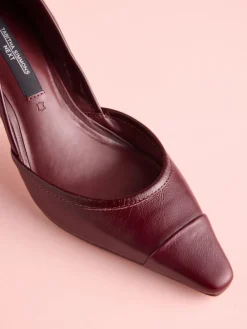 Next Tabitha Simmons x Mary Grace Leather Chisel Toe Court Heels Burgundy Red Leather Best