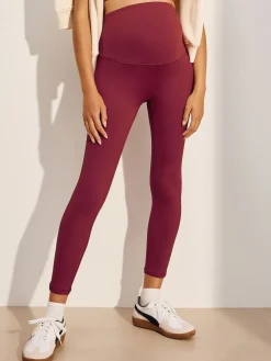 Next Maternity Sports Leggings Burgundy Red New