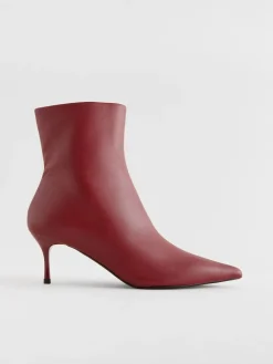 Next Pointed Toe Skinny Heeled Ankle Boots Burgundy Red Online